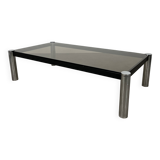 Table basse chrome et verre fumé années 70