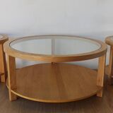 Round Tables with Glass Tops, Set of 3.