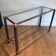 Glass Top Console in Lacquered Aluminium and Gold Metal, Pierre Vandel,