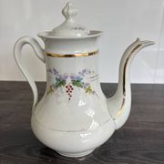 Porcelain Coffee Pot Decorated with Currants - Vintage 1900
