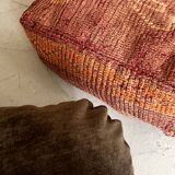Vintage Berber pouf in handwoven wool
