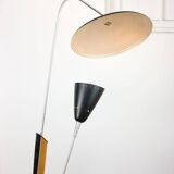 Mid-century italian aluminum & wood floor lamp with reflector