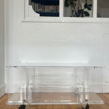 David Lange rolling side table in Plexiglas