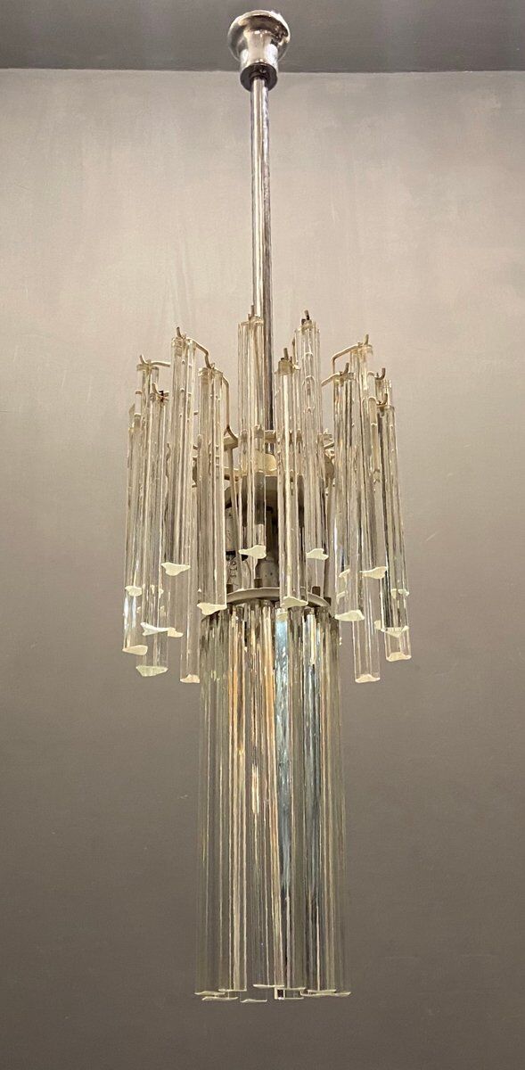 Italian Modernist Murano Glass Prism Chandelier, 1970s