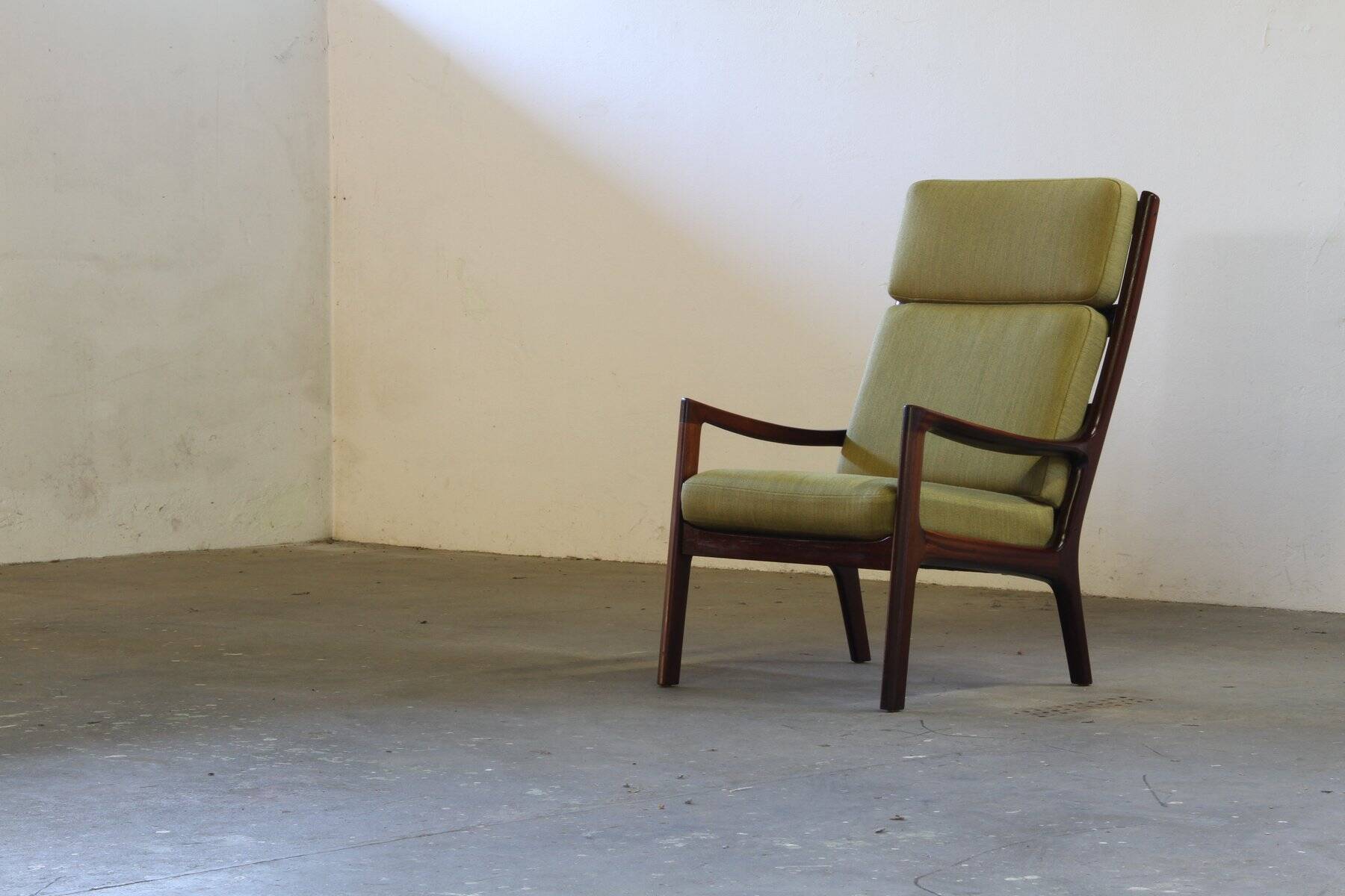 Fauteuil lounge Senator vintage en acajou, signé Ole Wanscher pour Cado, années 1960