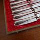 12 Alpacca Silver Metal Art Deco dessert knives in case