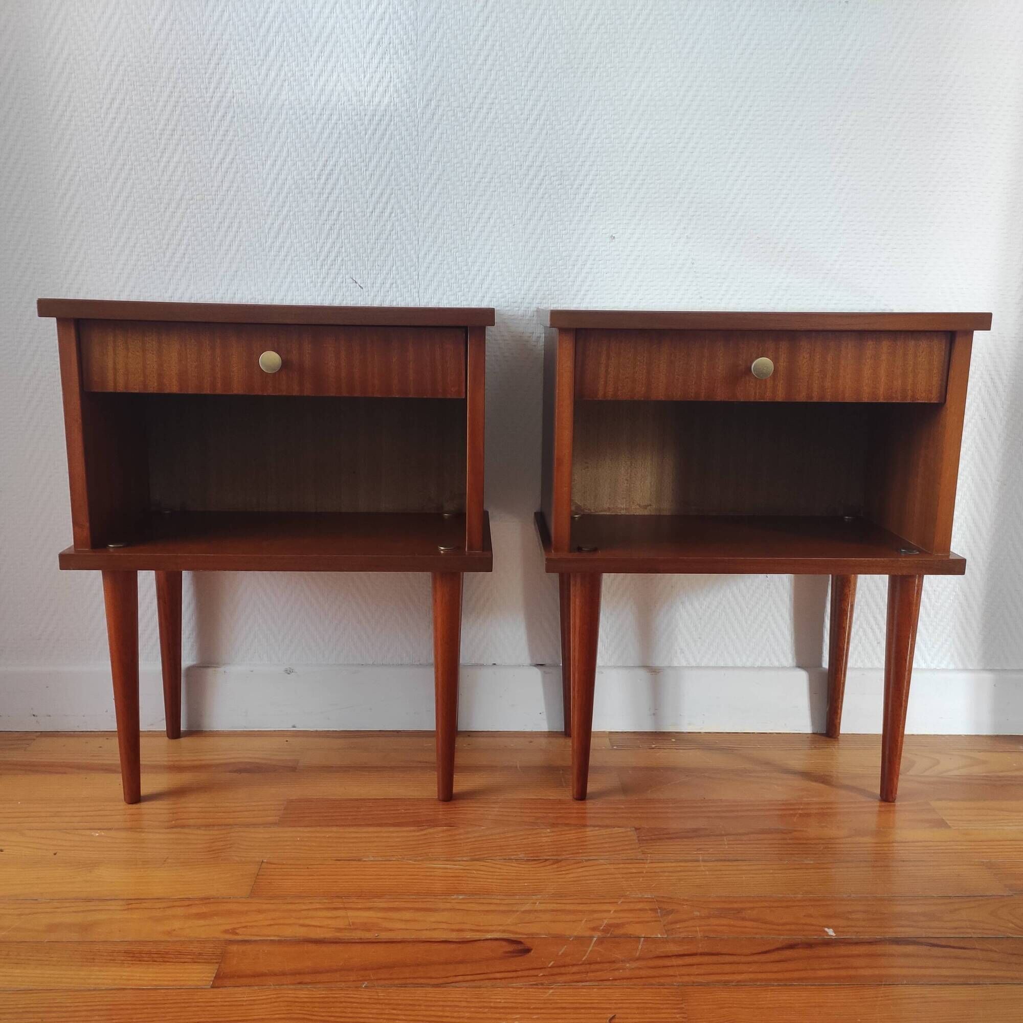 Paire de tables de chevet vintage 1960 inspiration scandinave
