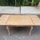 Extendable Louis XV dining table in solid oak wood and marquetry 200cm