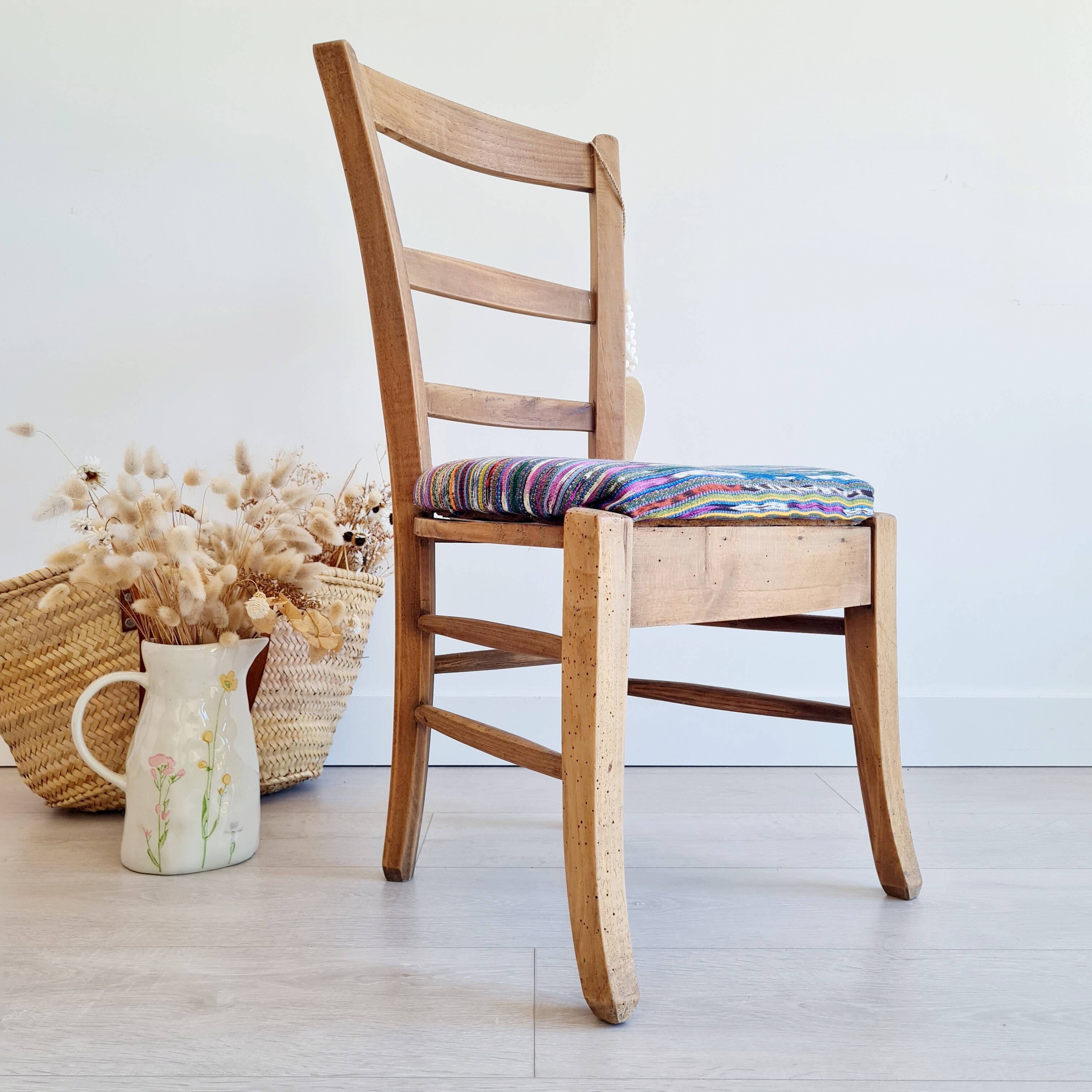 Antique upholstered wooden chair