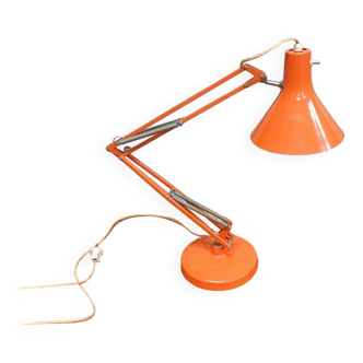 Luxo L4 vintage orange lamp with foot