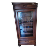 Walnut display cabinet with drawer