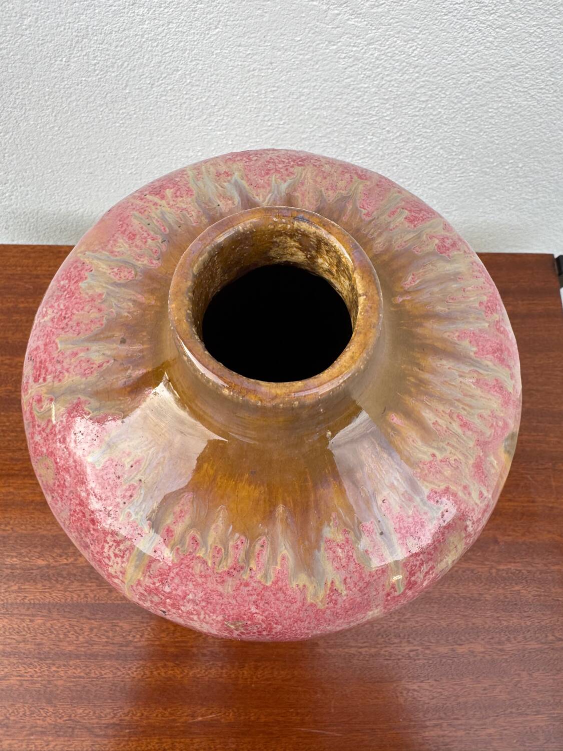 Art Deco pink glazed stoneware vase