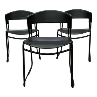 3 design chairs in metal and pvc models Assisa by Paolo Favaretto for Airborne vintage 1980