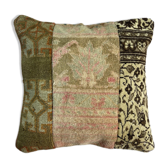 Vintage Turkish Patchwork Rug Cushion Cover 40x40 cm