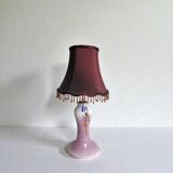 Lampe à poser pied verre Clichy abat-jour XXème