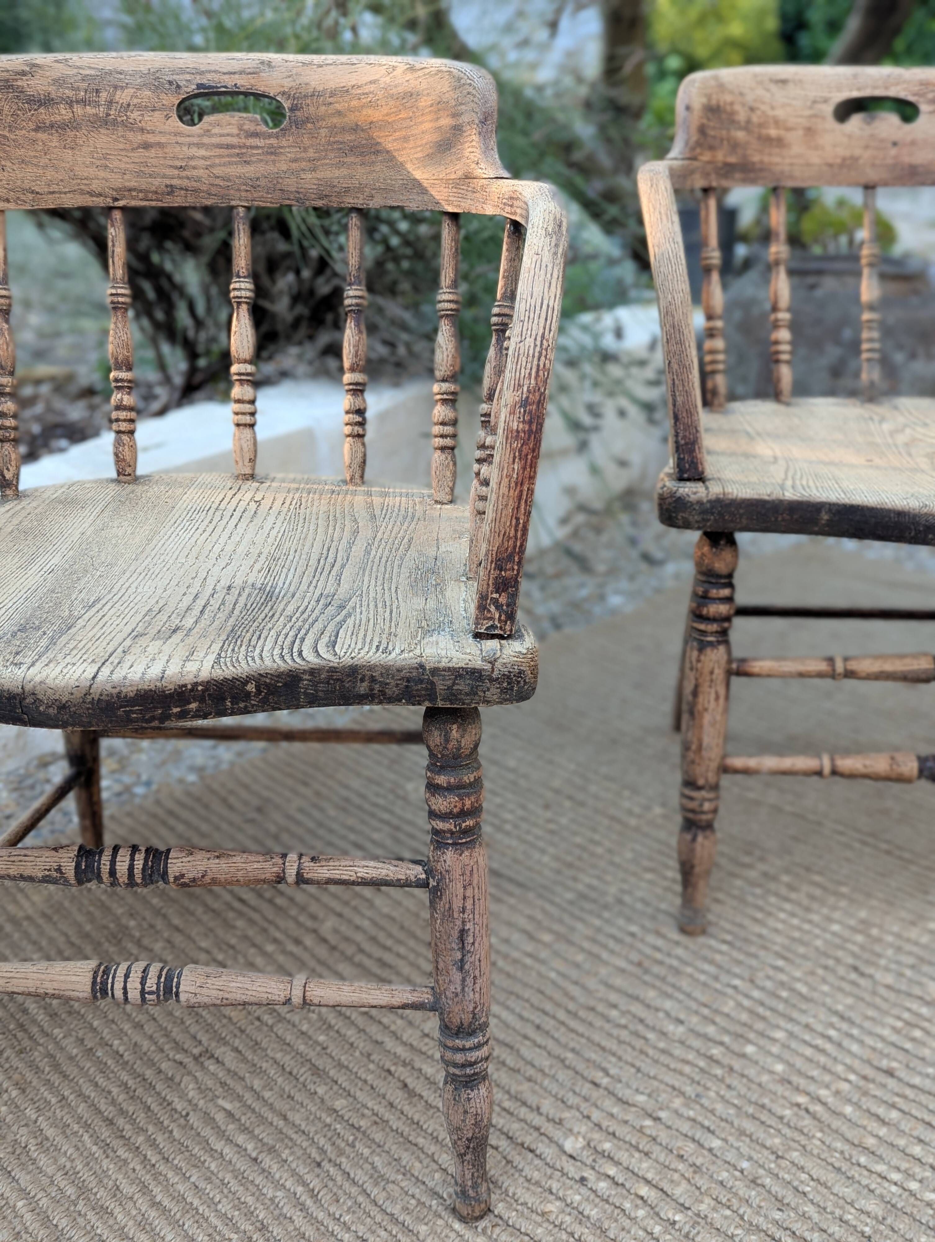 Pair of English captain's armchairs