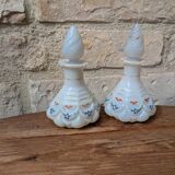 Set of 2 antique opaline crystal carafe perfume bottles