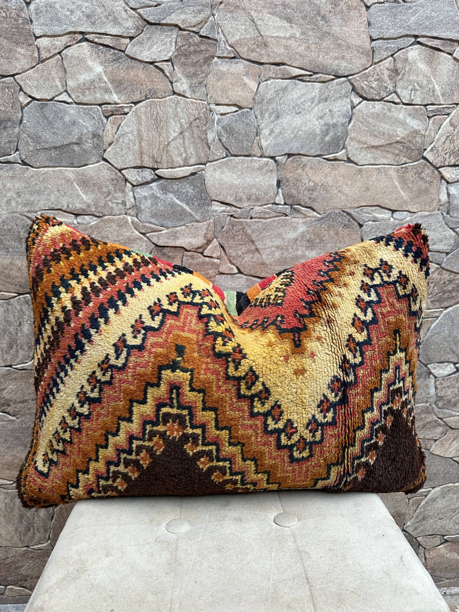 Housse de coussin Kilim berbère vintage : Coussin en laine marocaine