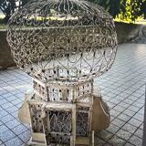 Vintage decorative hot air balloon aviary in wrought iron and wood – France, 1970s