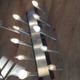 Sculptural vintage 70s chandelier – metal & aluminium – 55 × 26 cm