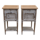 Pair of bedside tables – Louis XVI style – Painted wood, oak, brass, po