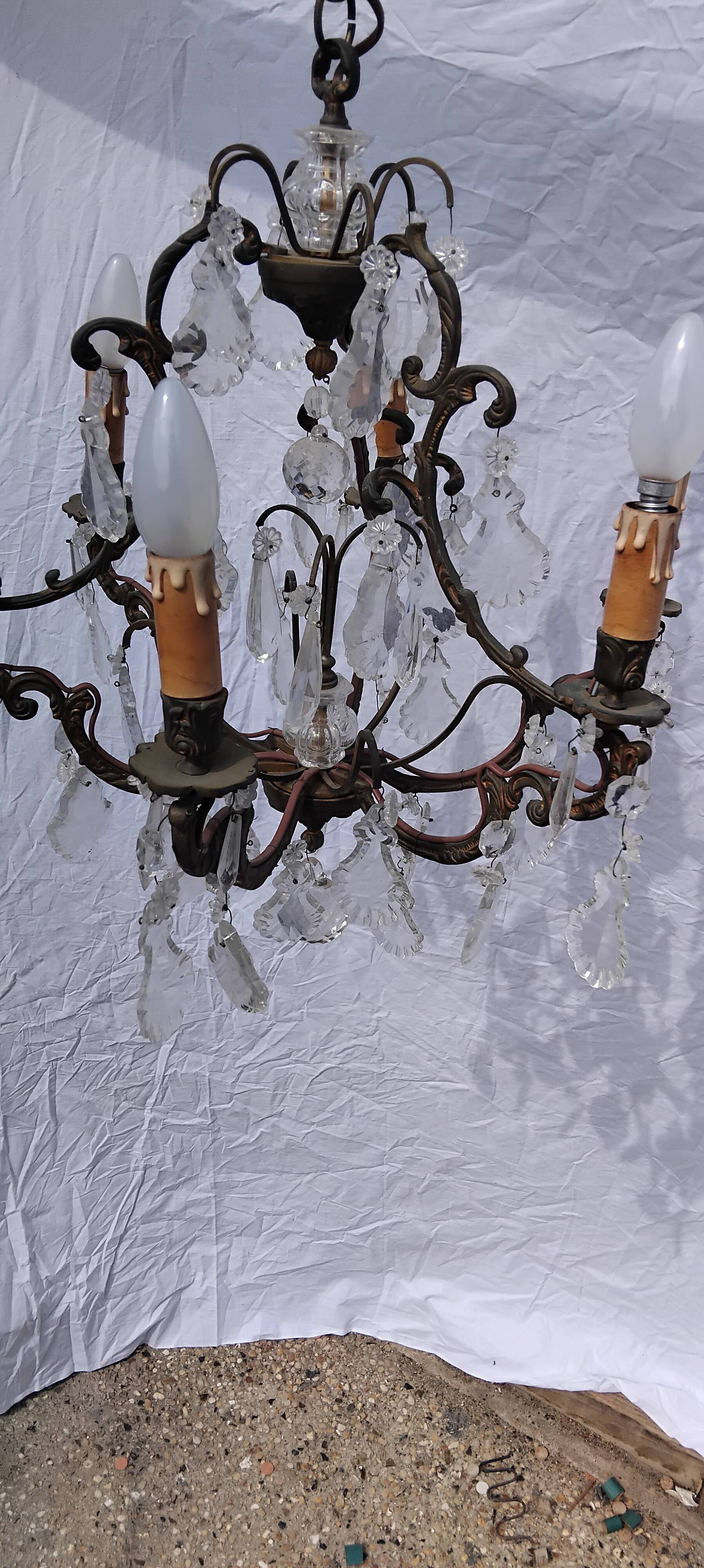 Lustre pampilles ancien cristal