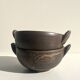 Pair of 2 handmade stoneware bowls, 20th century