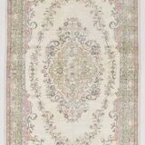 Beige & Green Vintage Persian Rug, Soft Palette Rug, 204x320 Cm