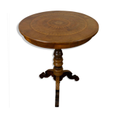 Tripod pedestal table in marquetry and mixed wood, Italy, 19th century
