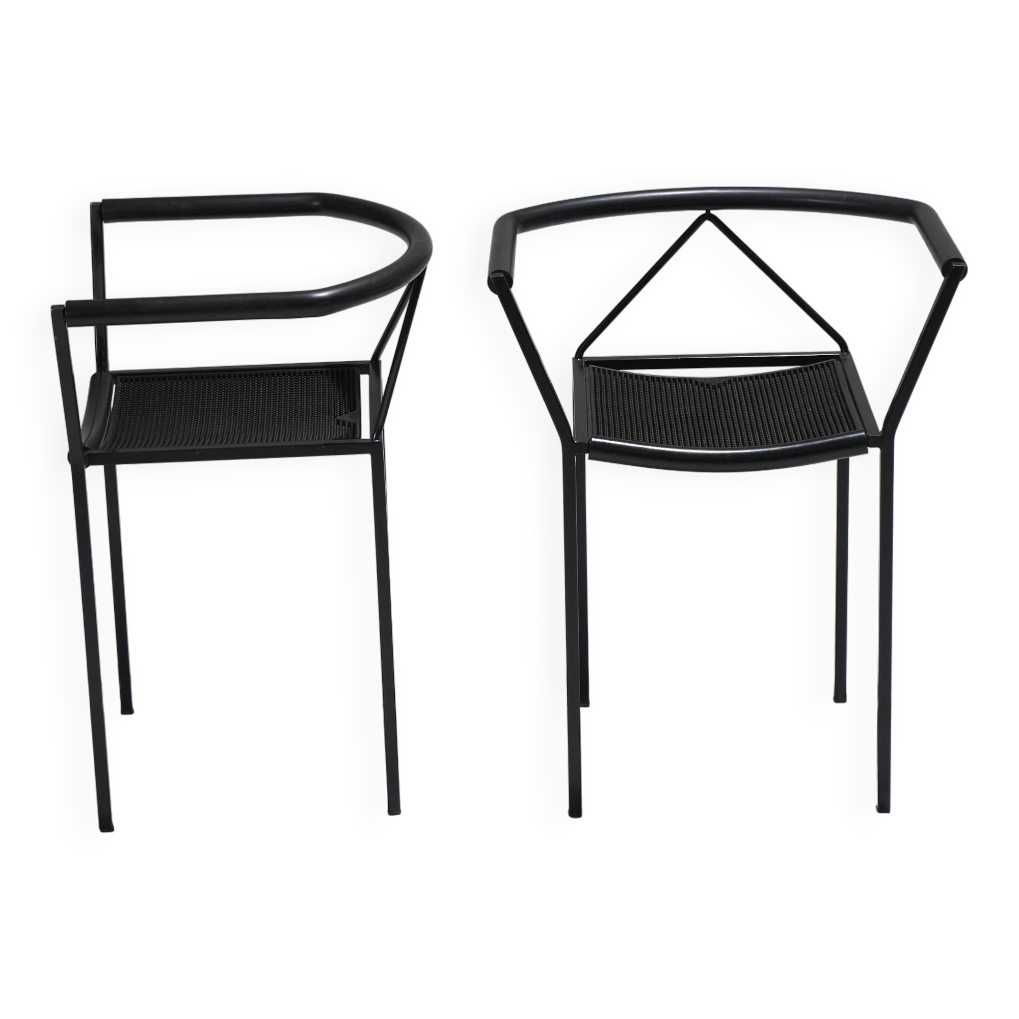Pair of poltroncina chairs, zeus, maurizio peregalli, 1980s