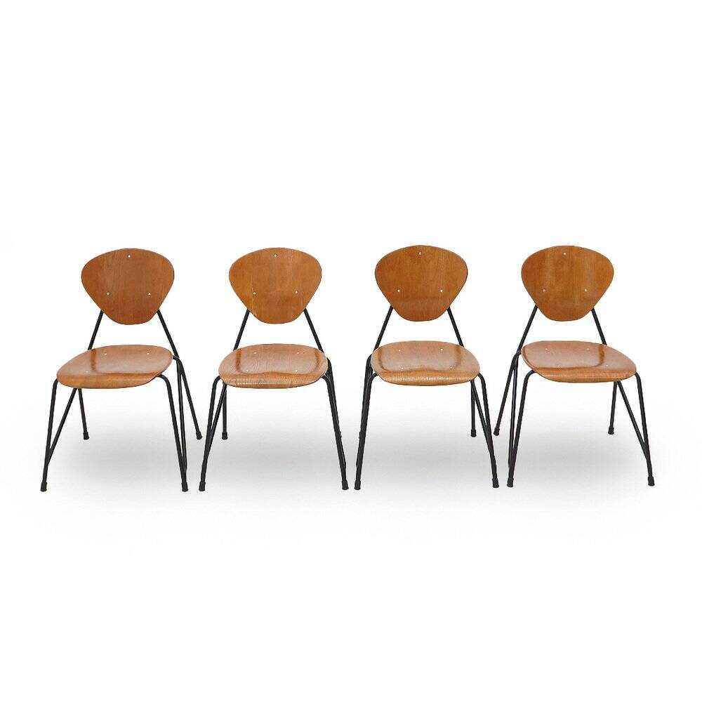 Vintage chairs by Aurelio Villari for Isa Bergamo, 1950s, set of 4.