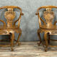 Pair of chinese chairs in exotic wooden barrel shape around 1900-1920