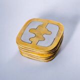 Set of 6 brutalist coasters by David Marshall, Spain, 1970s