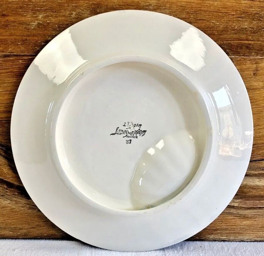 Set of 6 old Digoin Sarreguemines asparagus slushie plates