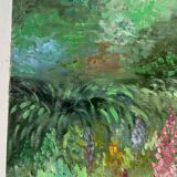 Flower garden and stream, signed