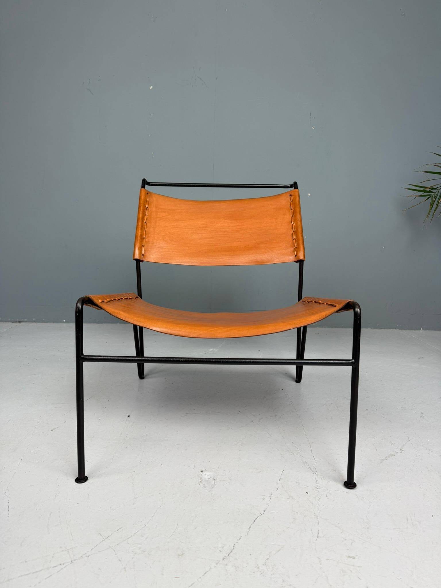 A. A. Dolleman Lounge Chair by Metz & Co, Mid-Century Leather & Metal