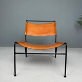 A. A. Dolleman Lounge Chair by Metz & Co, Mid-Century Leather & Metal