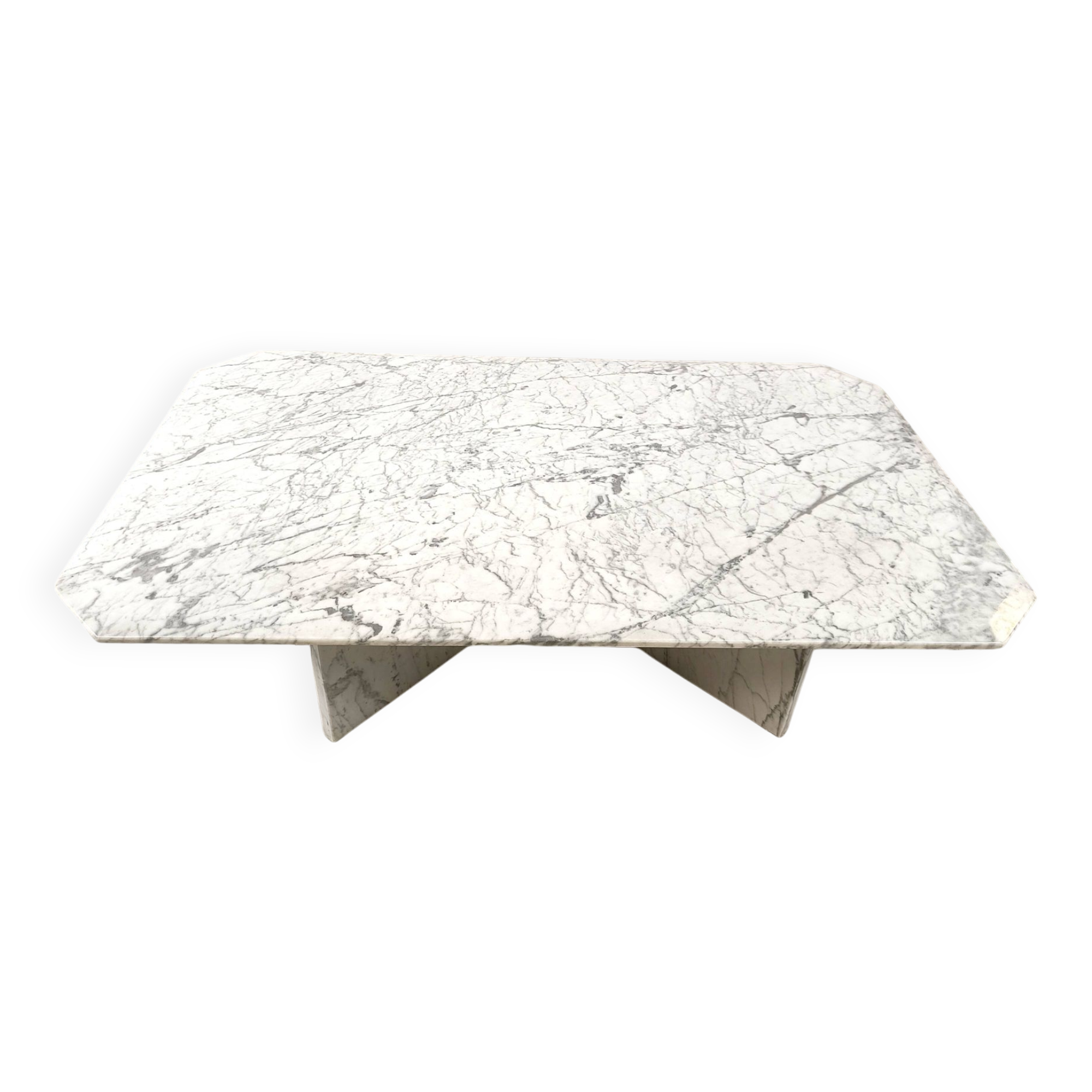 Vintage white marble coffee table, 1970s