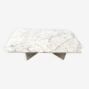 Vintage white marble coffee table, 1970s