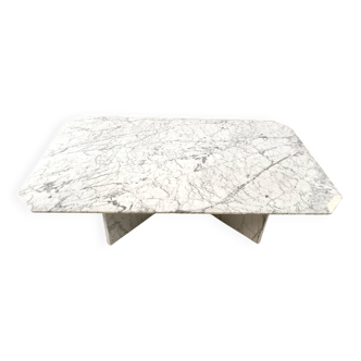 Vintage white marble coffee table, 1970s