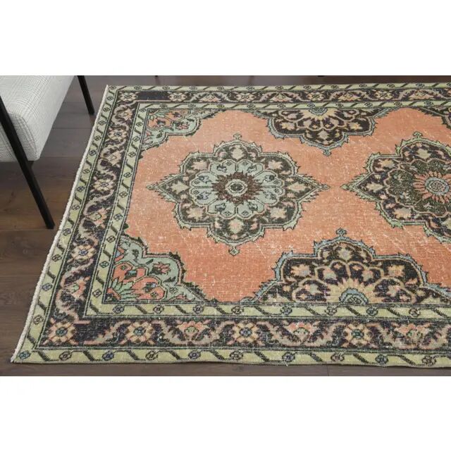1970s Vintage Turkish Hand-Knotted Wool Cotton Orange Area Rug 138x394