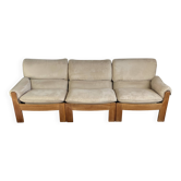 Three-module sofa in beige Alcantara