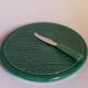 Cheese platter in antique faux-bois slurry, and its matching knife