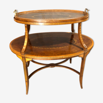 Old-fashioned tea table, 1920 in marquetry