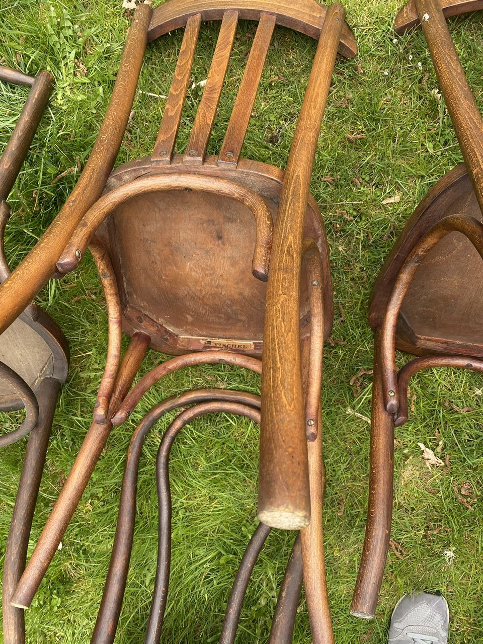 Set of 8 mismatched bistro chairs