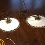 Old white opaline and brass hanging No.4
