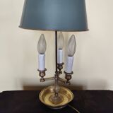 Three-light bouillotte lamp in gold metal, desk lamp.