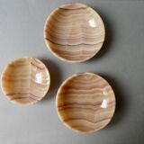 Set of 3 cups, empty pink agate pocket, 70s