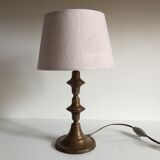 Vintage brass and velvet geometric lamp