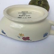 Sauceboat Mary Lou Digoin Sarreguemines blue rim